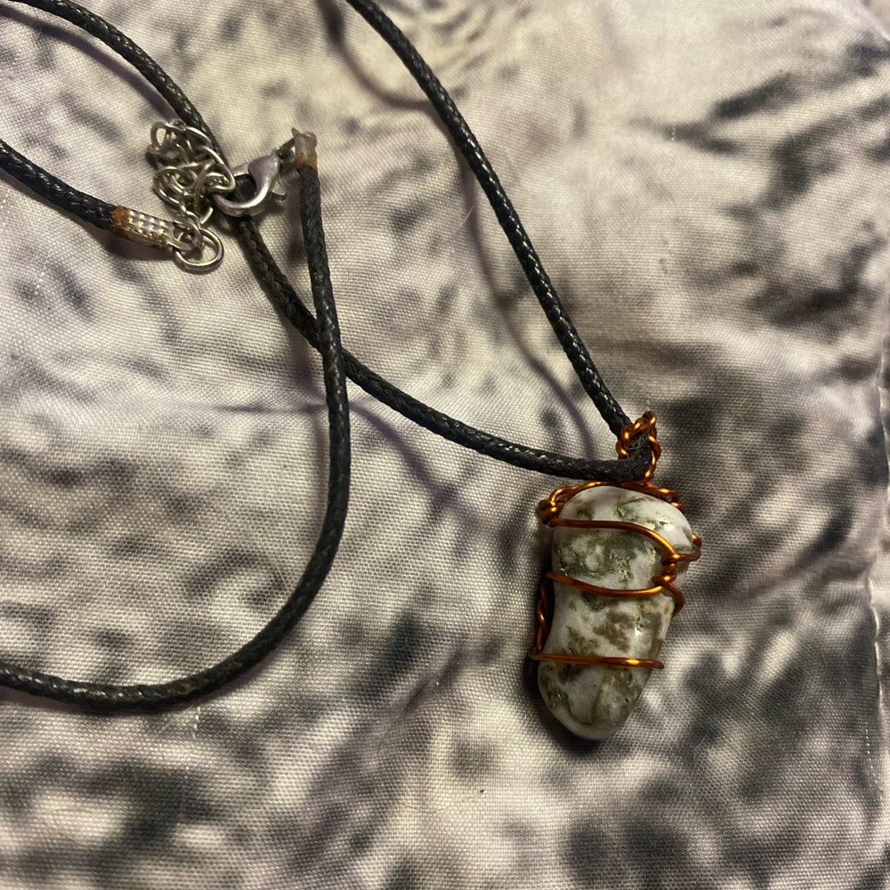 Wire Wrapped Stone Pendant Necklace
